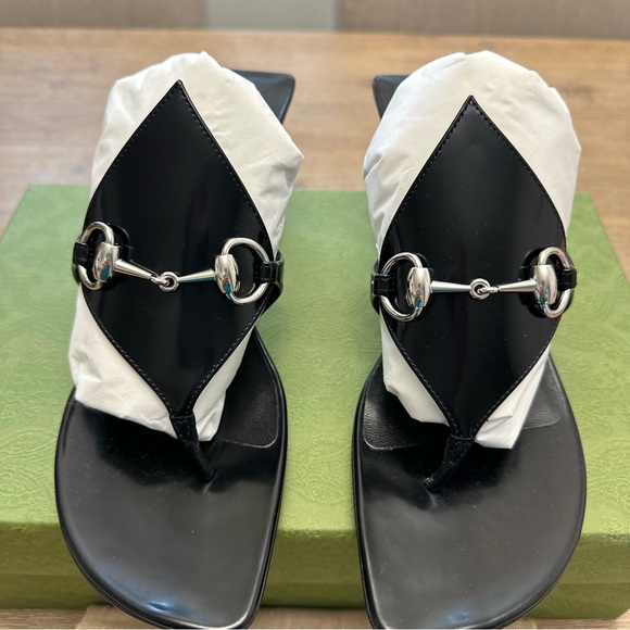 NIB Gucci Black 65mm Horsebit leather mules 38 - Picture 3 of 7